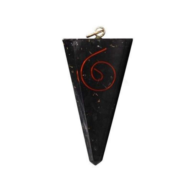 Tormalina Nera Orgone Pendente Triangolare con Spirale