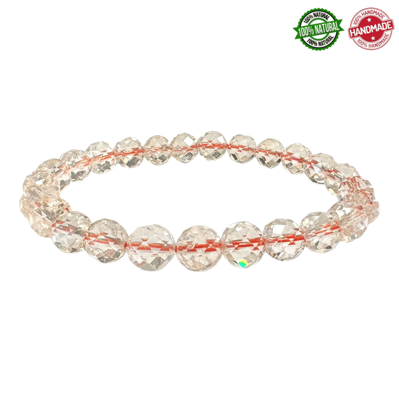 Bracciale Citrino Naturale perle Sfaccettate in pietra naturale da 8mm - Qualità AA