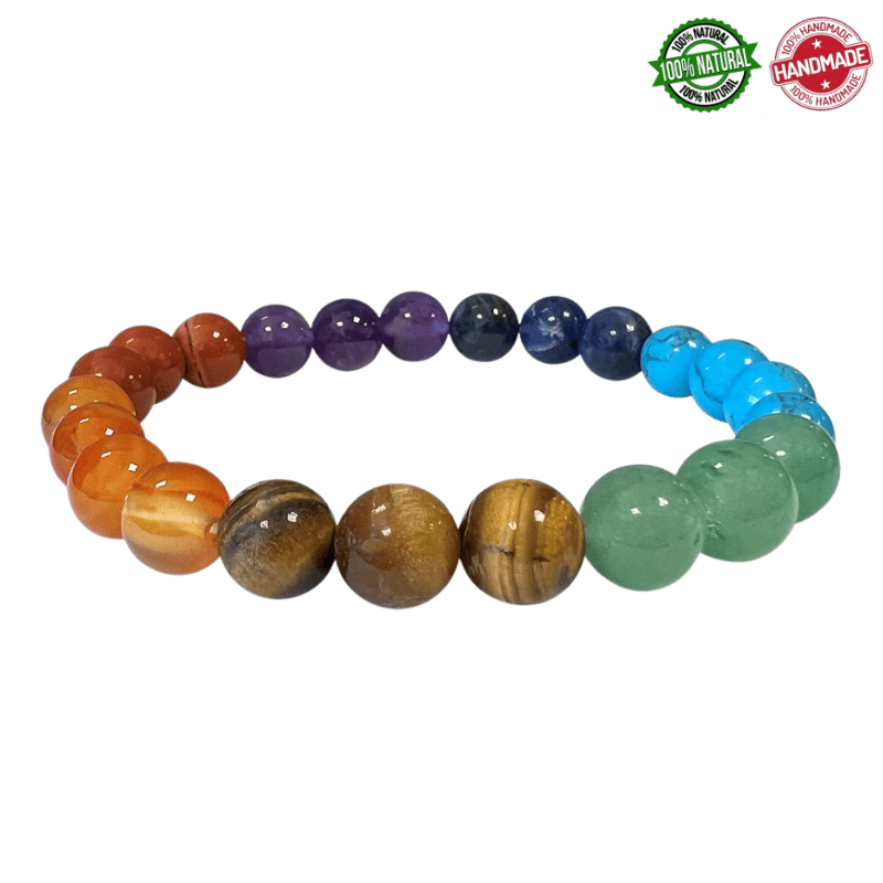 Bracciale 7 Chakra perle pietra naturale da 8mm - Qualità AB