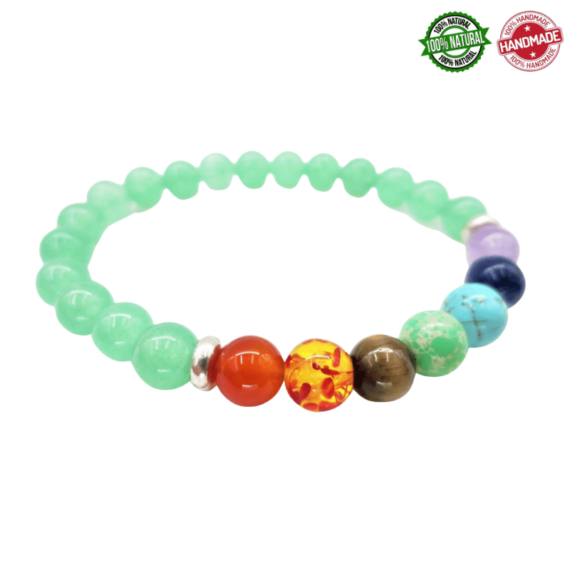 Avventurina Verde e Pietre 7 Chakra Bracciale Perle naturali da 8mm