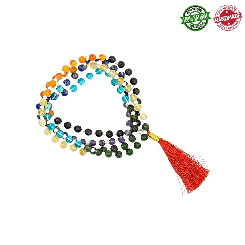 Mala Tibetano 108 perle dei 7 chakra da 6mm in pietra naturale - Qualità A